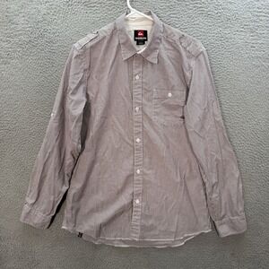 Quiksilver Shirt Adult Medium Purple White Striped Surfer Skater Grunge Y2K